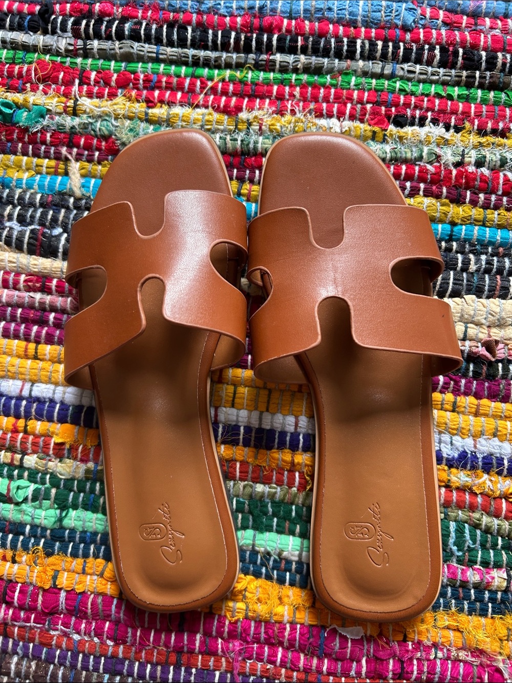 Signature Cognac Brown Slide Sandals